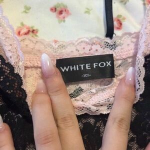 White fox Black and Pink Lace Dress